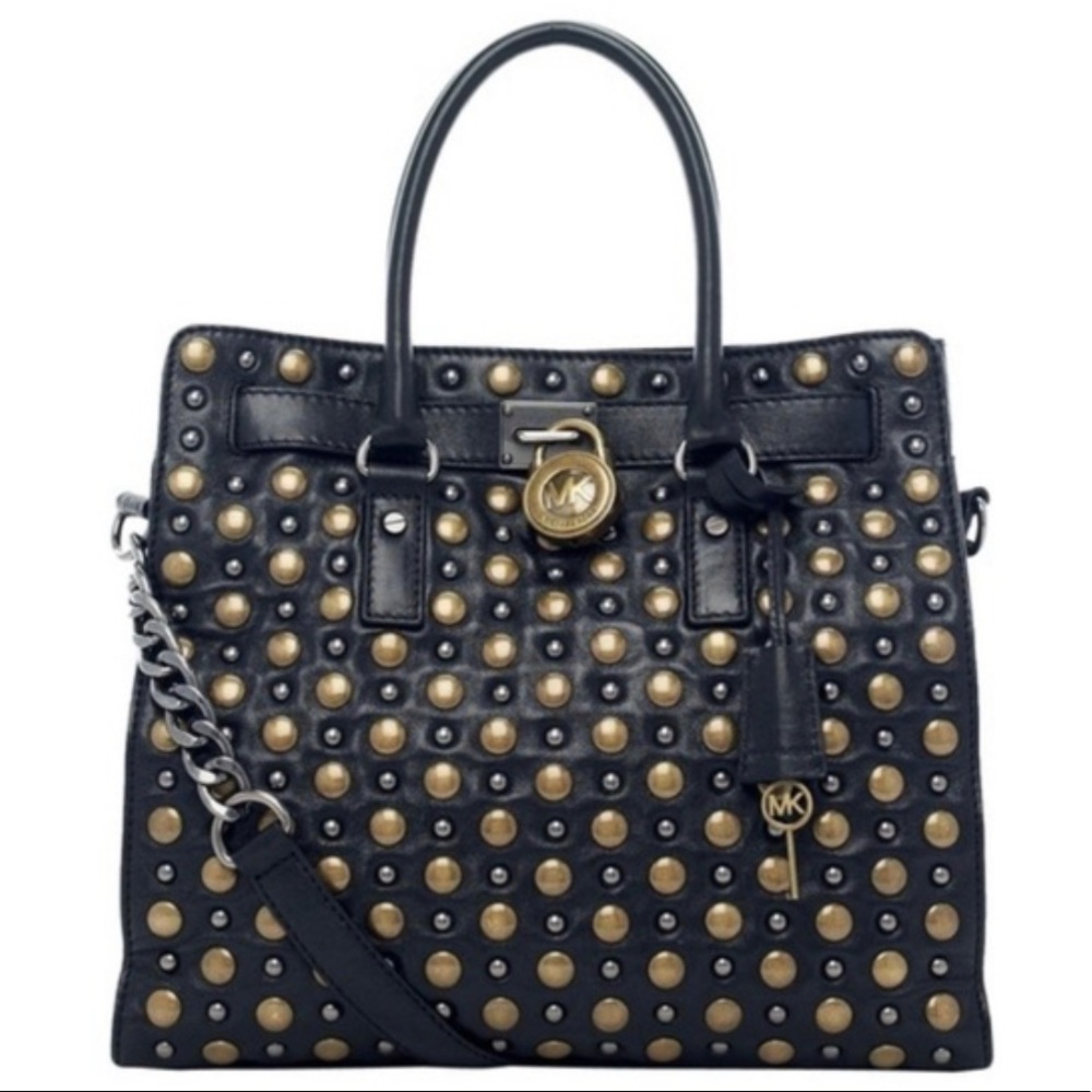 Michael Kors Hamilton Brass Studded Satchel